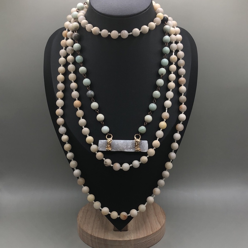 Curated Bundle Stone Gemstone Beaded Layered Fest… - image 1